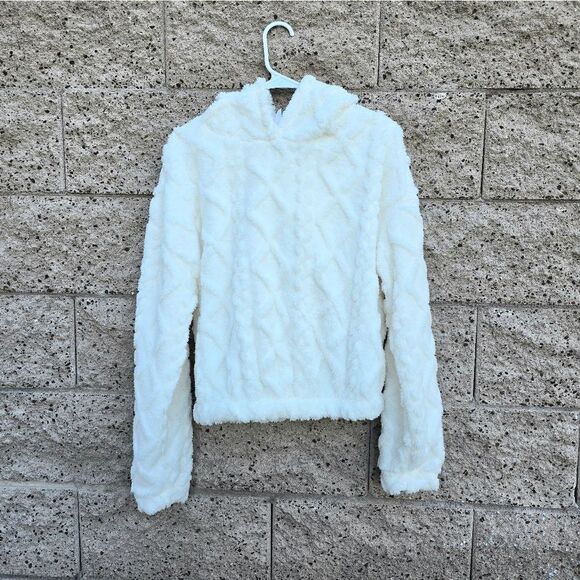 Cozy White Faux Fur Hooded Sweater - Picture 1 of 15